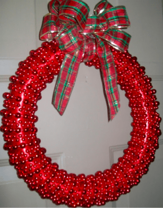 Easy Christmas Wreath with Beads and Ribbon