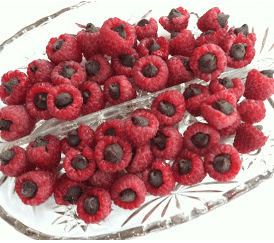 Raspberries Filled with Chocolate Chips