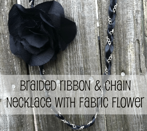 Braided Ribbon and Chain Necklace
