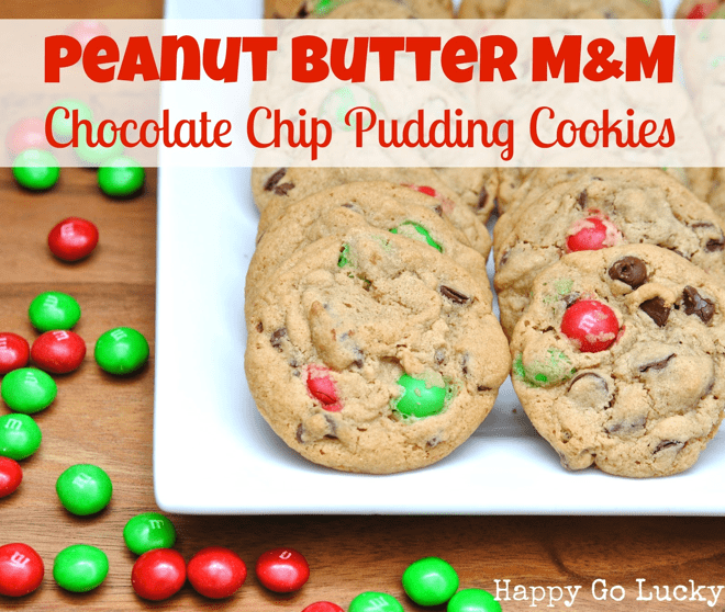 Peanut Butter M&M Chocolate Chip Pudding Cookies