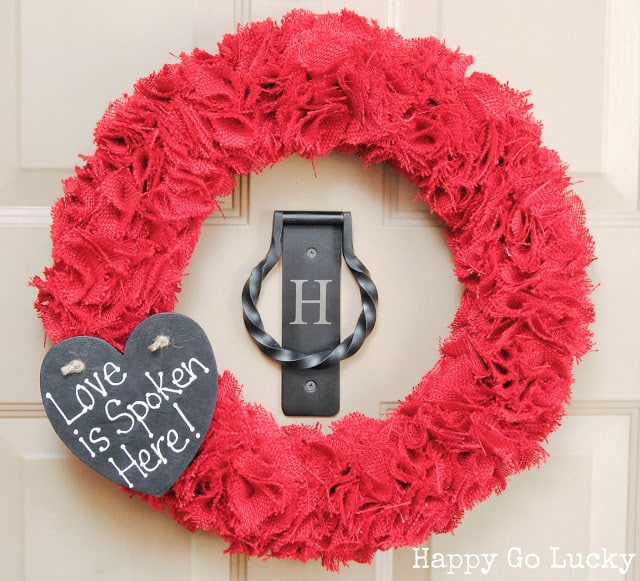 Burlap Wreath with Chalkboard Heart