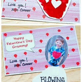 Handprint Valentine's Day Card - Blowing Kiss Your Way