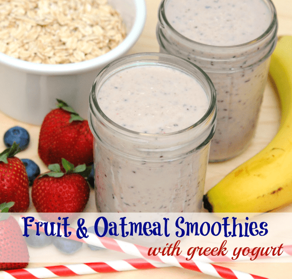 Fruit and Oatmeal Smoothies with Greek Yogurt