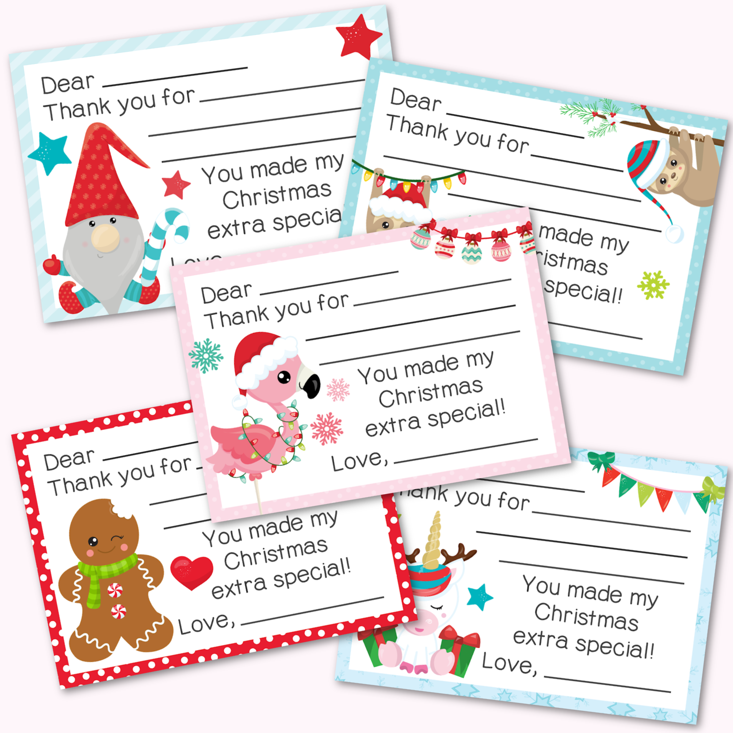 Fill In The Blank Christmas Thank You Cards Free Printable