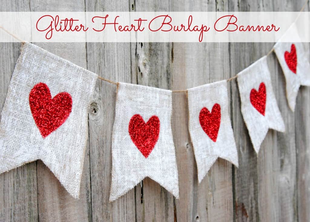 Glitter Heart Burlap Banner