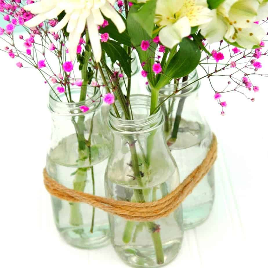 Spring Centerpiece using Upcycled Bottles