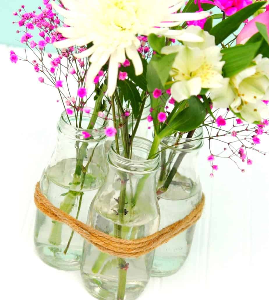 Spring Centerpiece with Upcycled Bottles