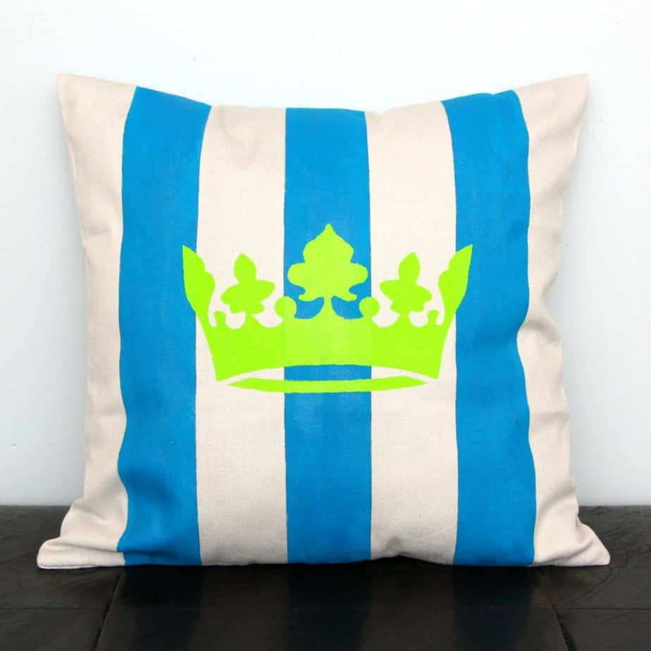 Crown and Striped Throw Pillow