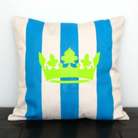 Crown and Striped Throw Pillow