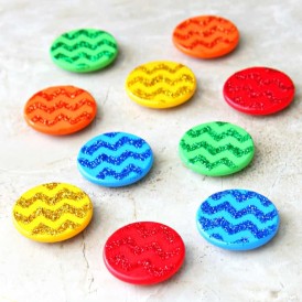 Stenciled Magnets using Glitter and Mod Podge
