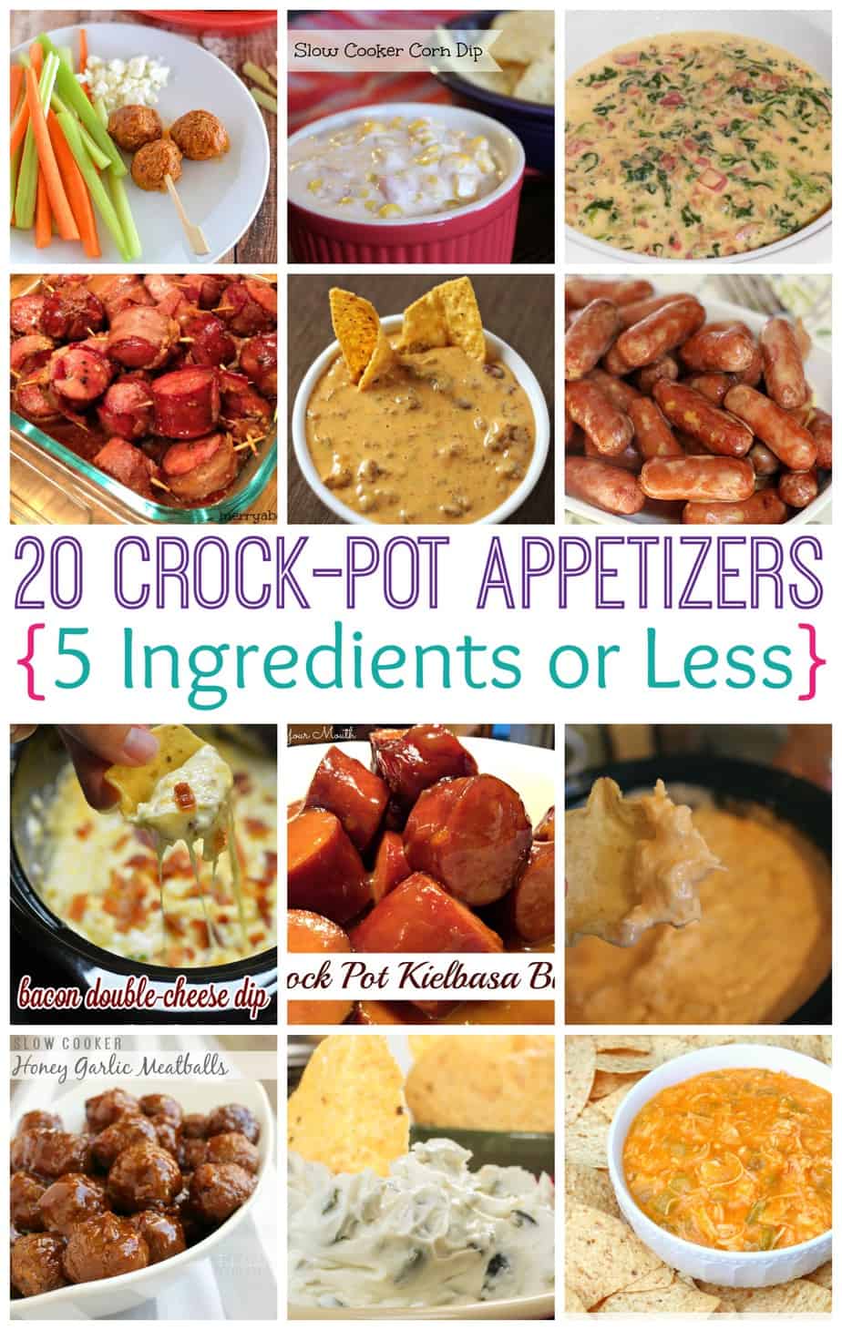 20 Crock-Pot Appetizers {5 Ingredients or less}