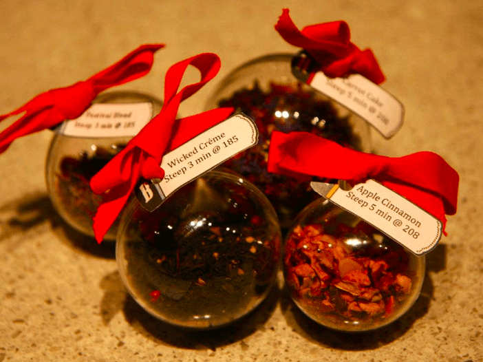 tea filled ornaments