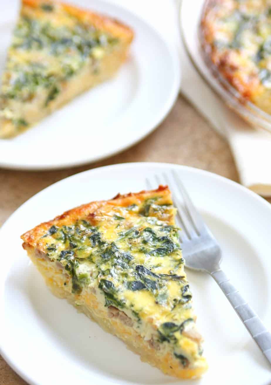 Hashbrown Quiche with Sausage and Spinach