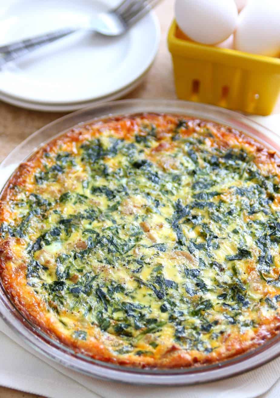 Hash Brown Quiche with Sausage and Spinach