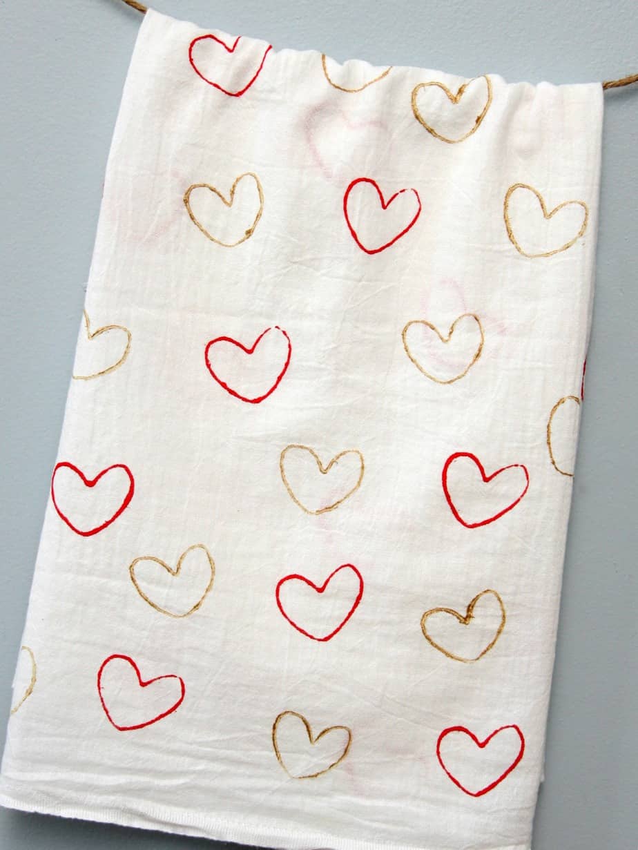 Heart Stamped Tea Towels