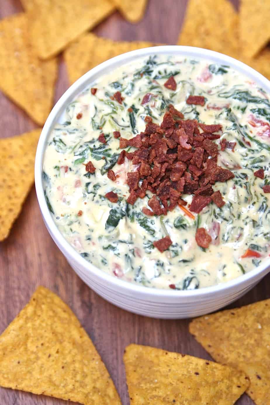 Cheesy Spinach Bacon Dip in the Slow Cooker