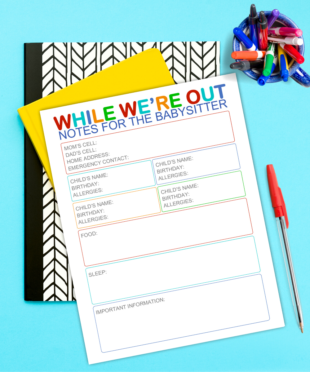 Notes for the Babysitter Free Printable
