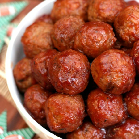 Cranberry Party Meatballs Slow Cooker Recipe - Happy Go Lucky