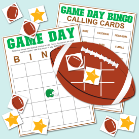 Game Day Bingo Football Tic Tac Toe Square