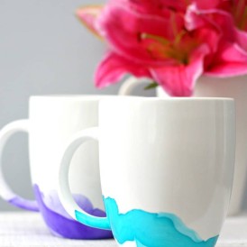 DIY Watercolor Coffee Mugs