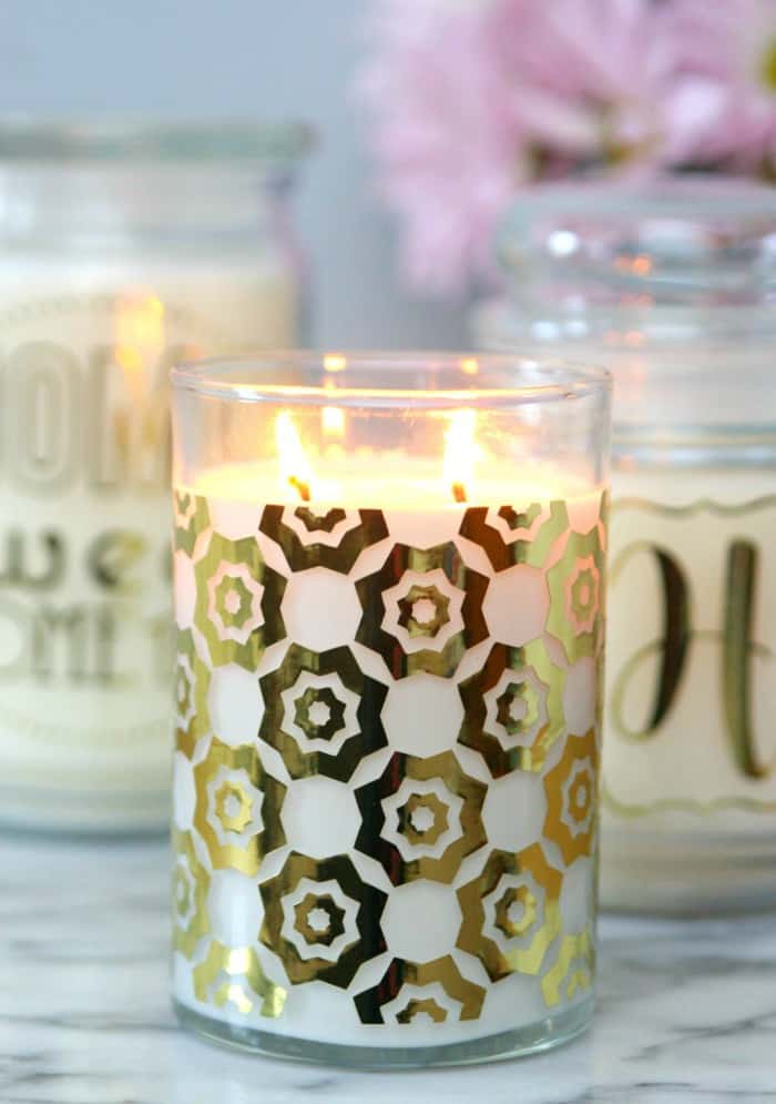 Decorate Candles With Vinyl and Your Cricut - Happy Go Lucky
