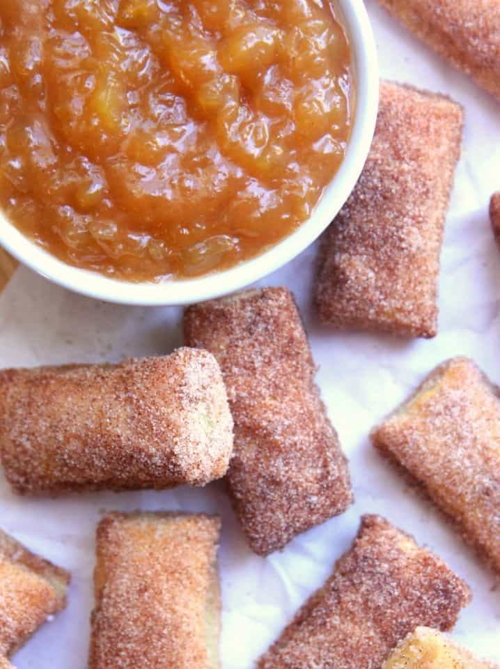 Baked Churro Bites with Caramel Apple Dipping Sauce