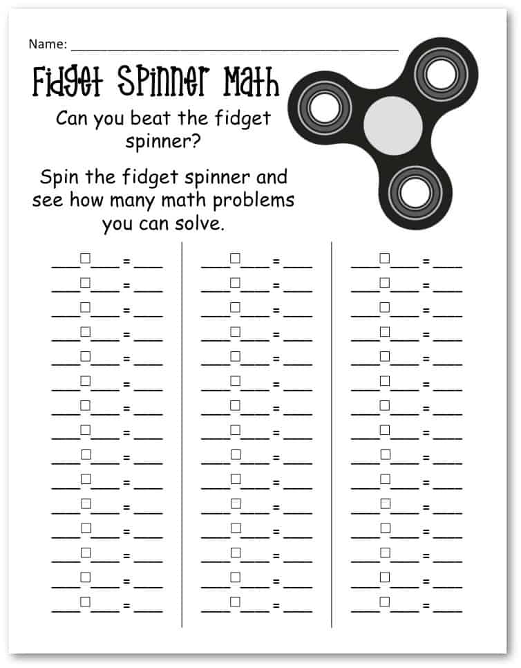 Fidget Spinner Math Free Printable