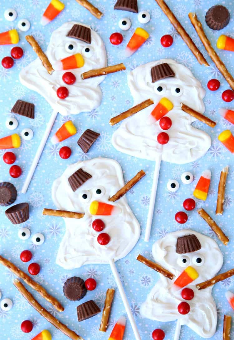 Melted Snowman Candy Pops