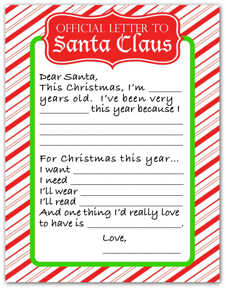 Official Letter To Santa Free Printable