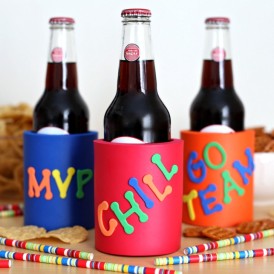 Decorate Your Own Koozies. A fun Super Bowl party craft project.