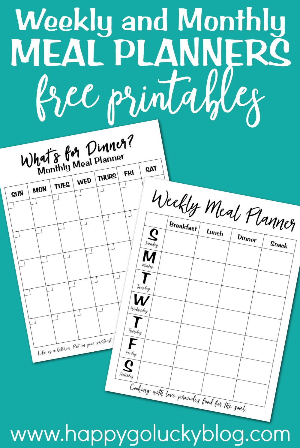 Weekly and Monthly Meal Planners Free Printables