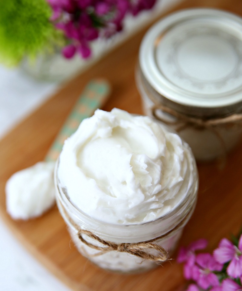 Whipped body butter in jars final step