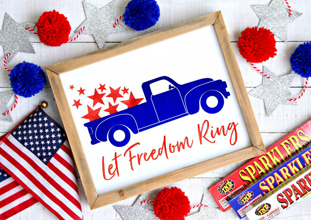 4th of July Vintage Truck Free Printable Let Freedom Ring