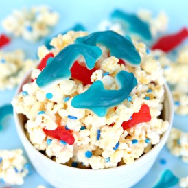 Celebrate Shark Week with Shark Bait Popcorn! A sweet and salty treat perfect for Shark Week.