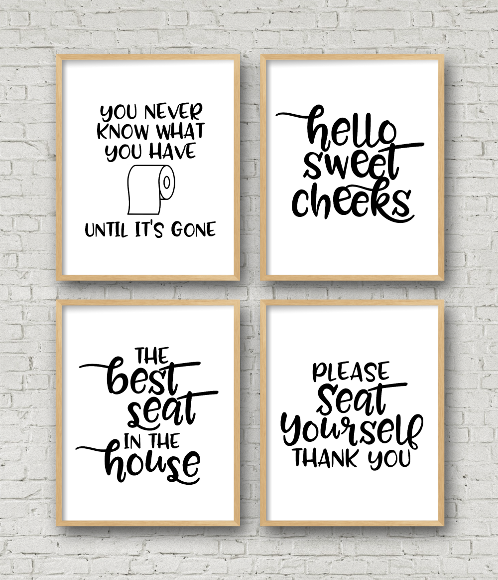 Set of 4 Printable Bathroom Signs - Kara Creates