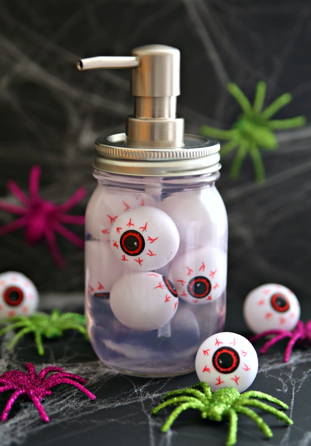 1. Ghostly Red Eye Soap Dispenser Mason Jar