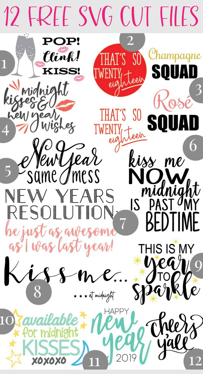 12 Free New Year's Eve SVG Cut Files