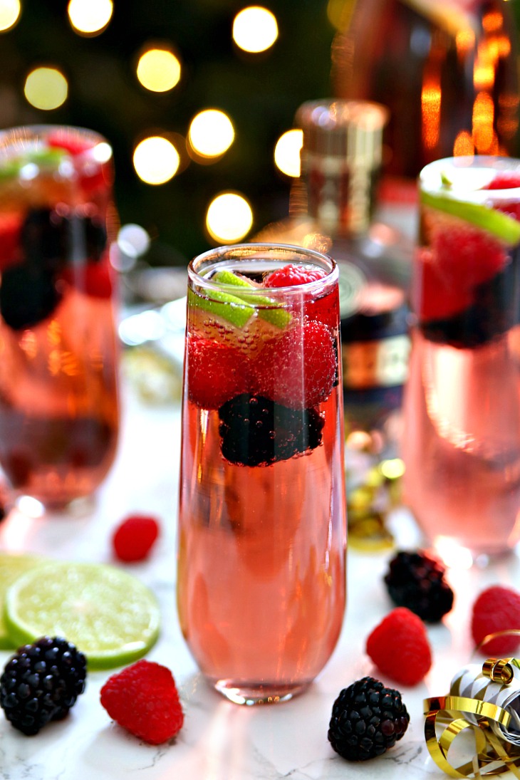 Berry Champagne Punch New Year's Eve Cocktail