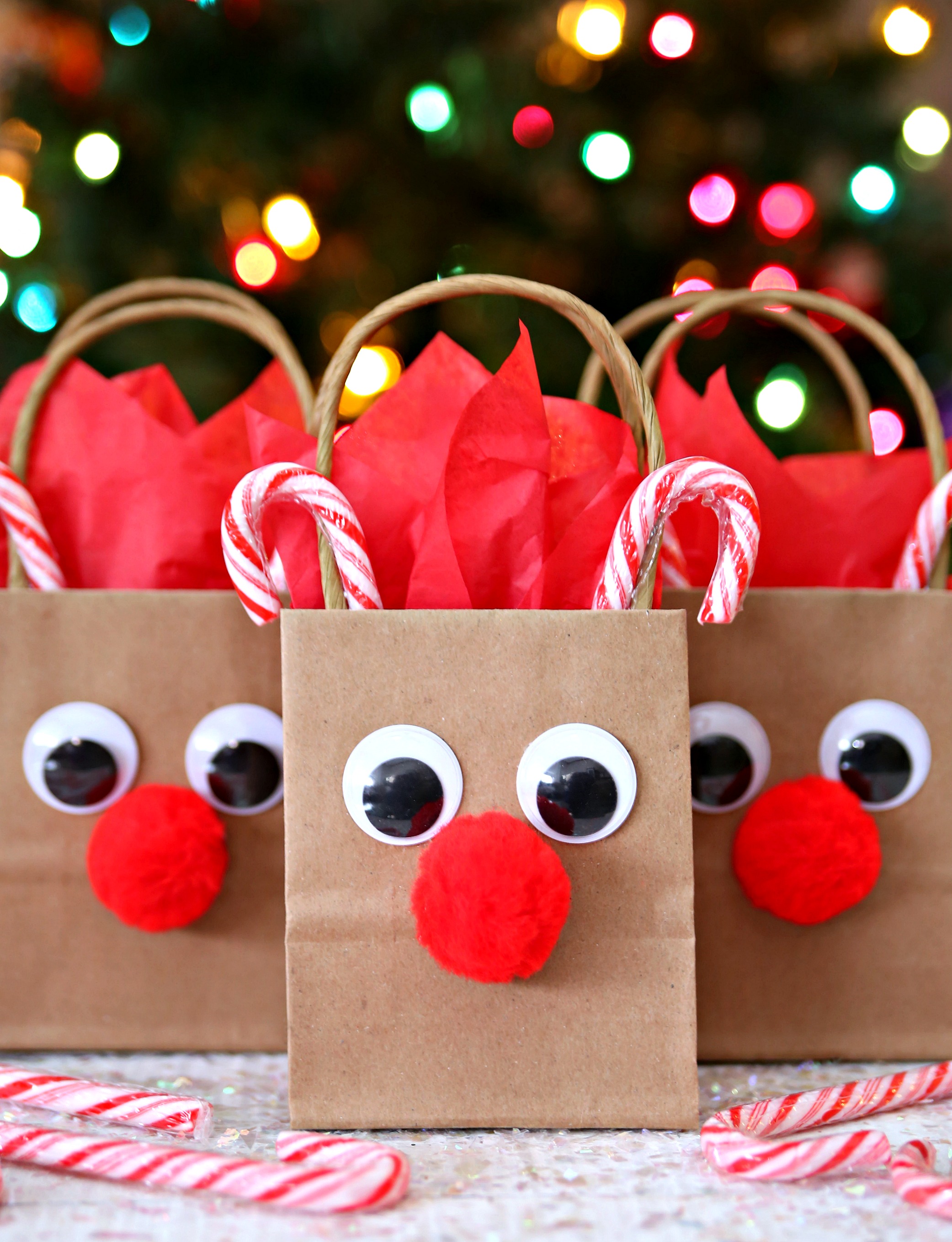 Reindeer Gift Bags - A fun way to wrap all of your favorite holiday gifts.