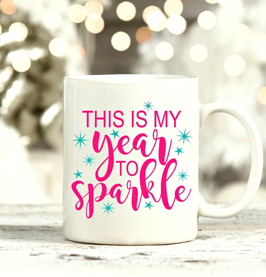 Use this free New Year's Eve SVG File to create This is my Year to Sparkle mugs, t-shirts, planners and more!