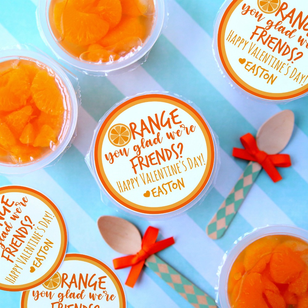 Orange you glad we're friends Valentine's Day Gift Tags