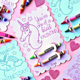 Unicorn Valentine's Day Coloring Cards You're One of a Kind Valentine
