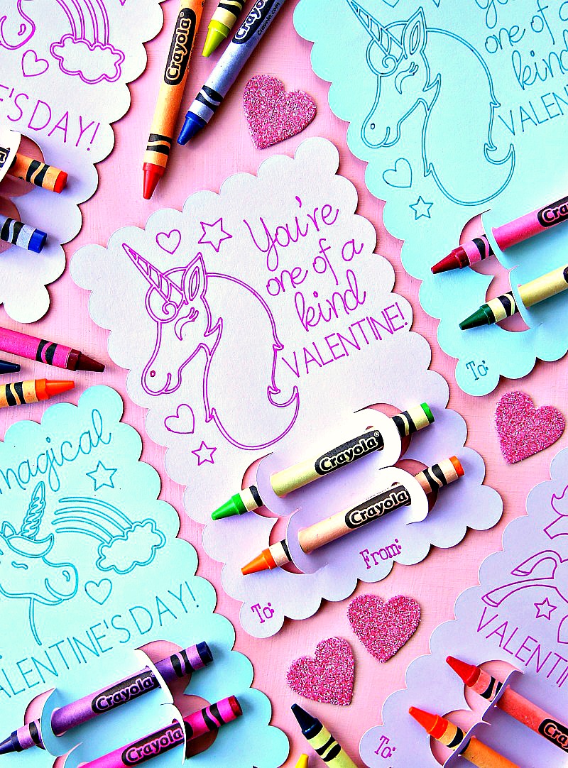 Unicorn Valentine's Day Coloring Cards You're One of a Kind Valentine
