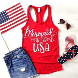 Mermaid in the USA T-Shirt Mockup