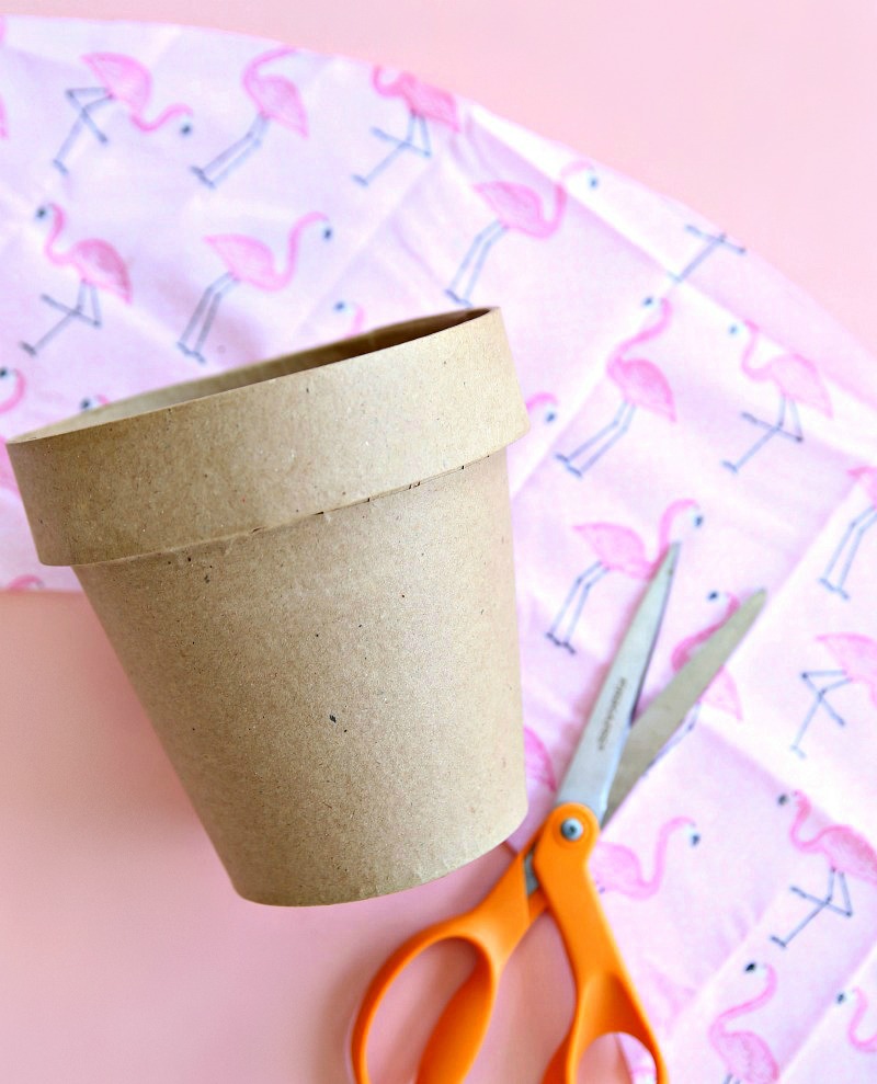 Fabric covered flower pot step 1