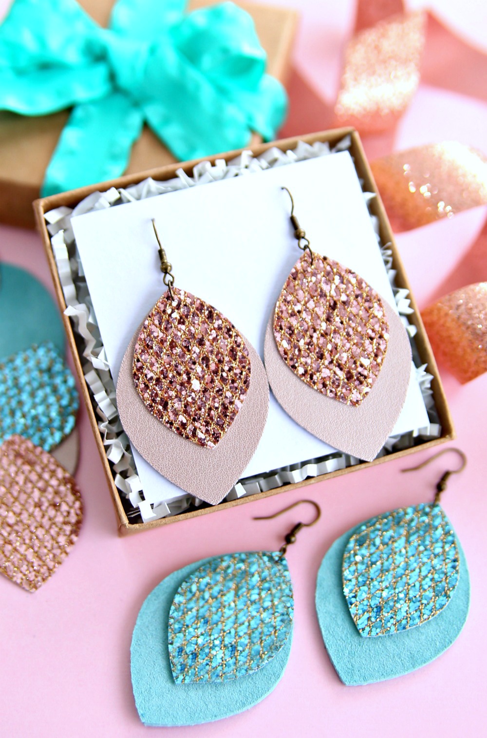 Glitter Leather Earrings {A 15 Minute Craft Project}