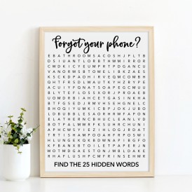Forgot your phone? Bathroom Crossword Puzzle Free Printable