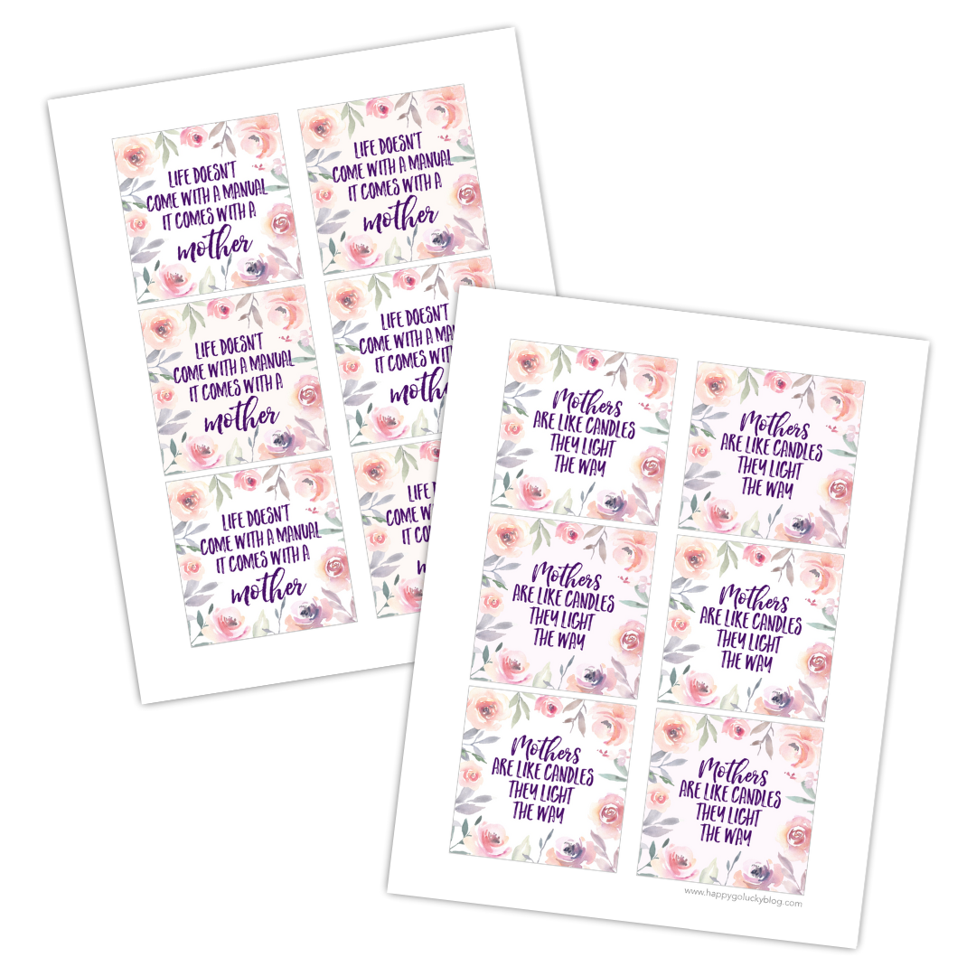 Mother's Day Candle Label Sheets