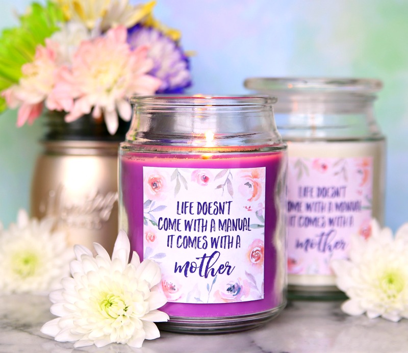 Mother's Day Candles with Free Printable Labels