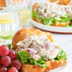 Chicken Salad on Croissant with Grapes and Pecans
